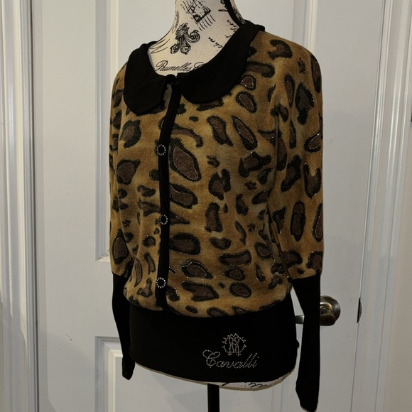 Vintage Y2K Roberto Cavalli Cheetah Embellished Women’s Shirt - Picture 7 of 10